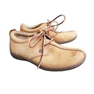 Born Sahara Lace-Up Oxford Nubuck Leather Camel Tan Walking Shoes Sz 6